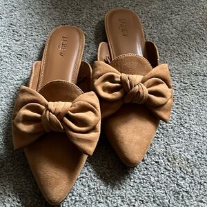 J. Crew Sueded Bow Mules